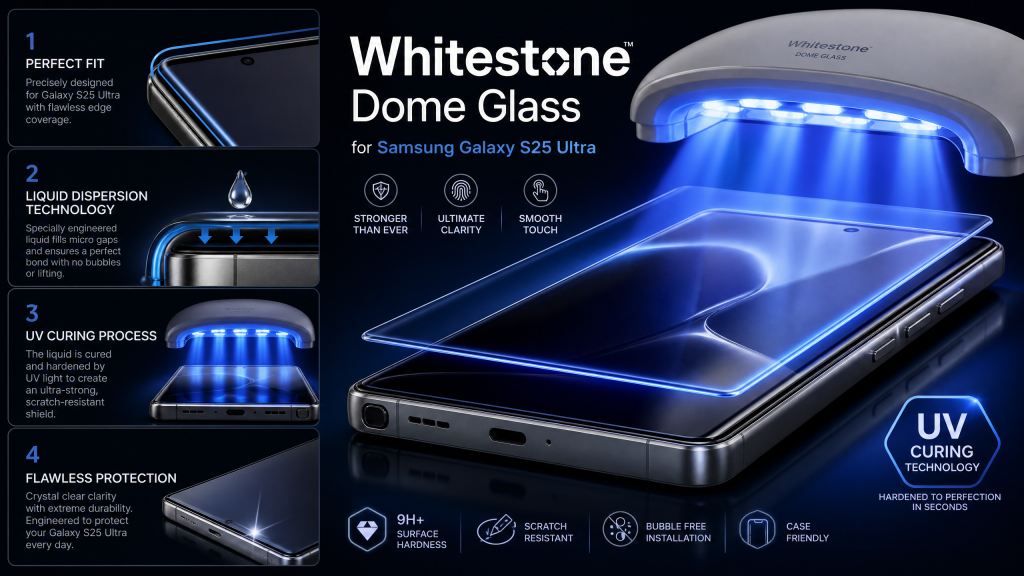 Whitestone Dome Glass Screen Protector for Samsung Galaxy S25 Ultra